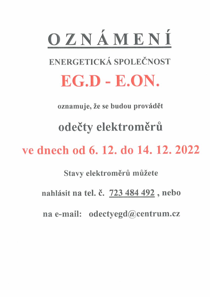 EG.D - EO.N. odečty elektroměrů