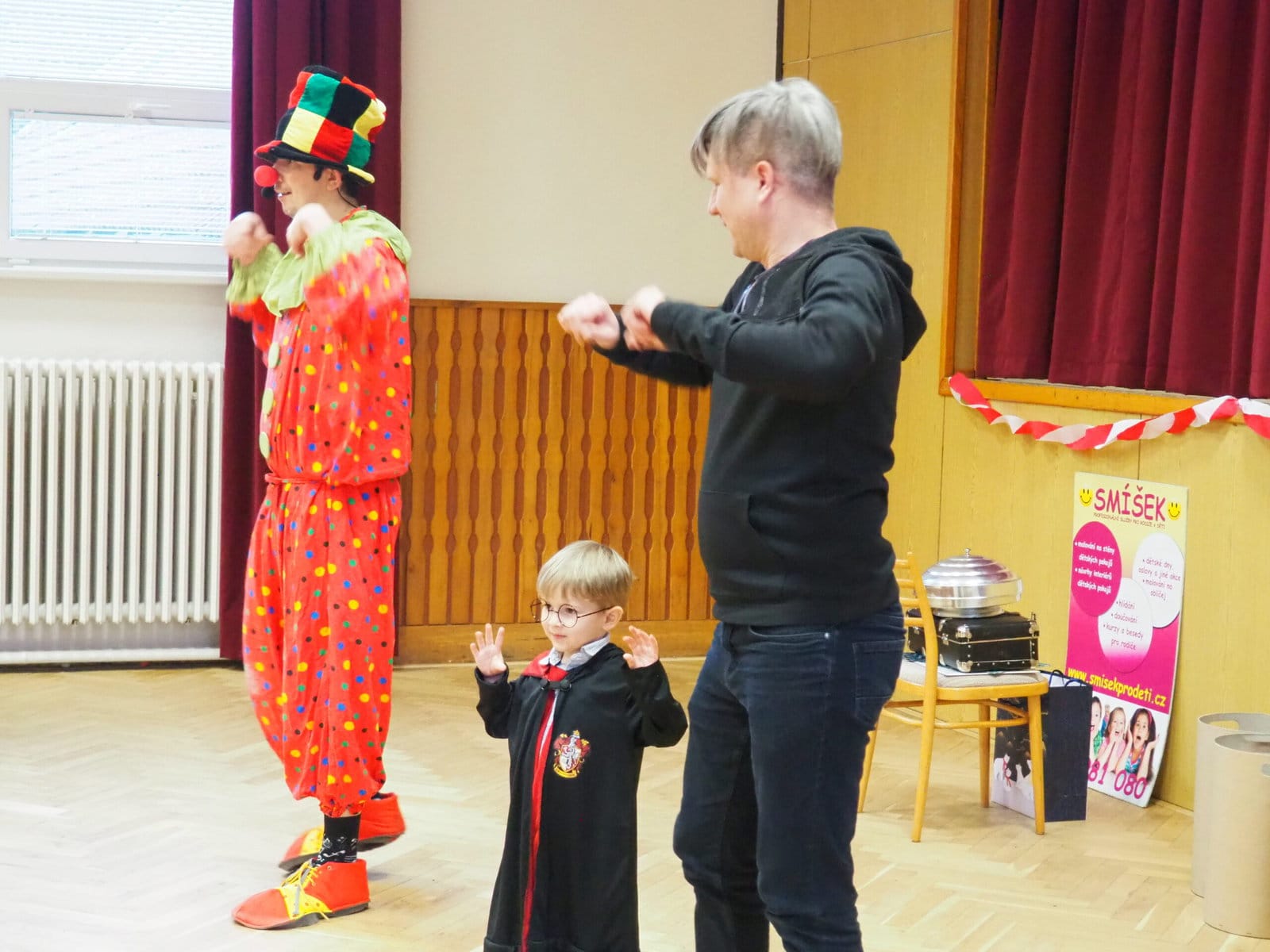 Dětský maškarní karneval 12.2.2023, programem provázel klaun