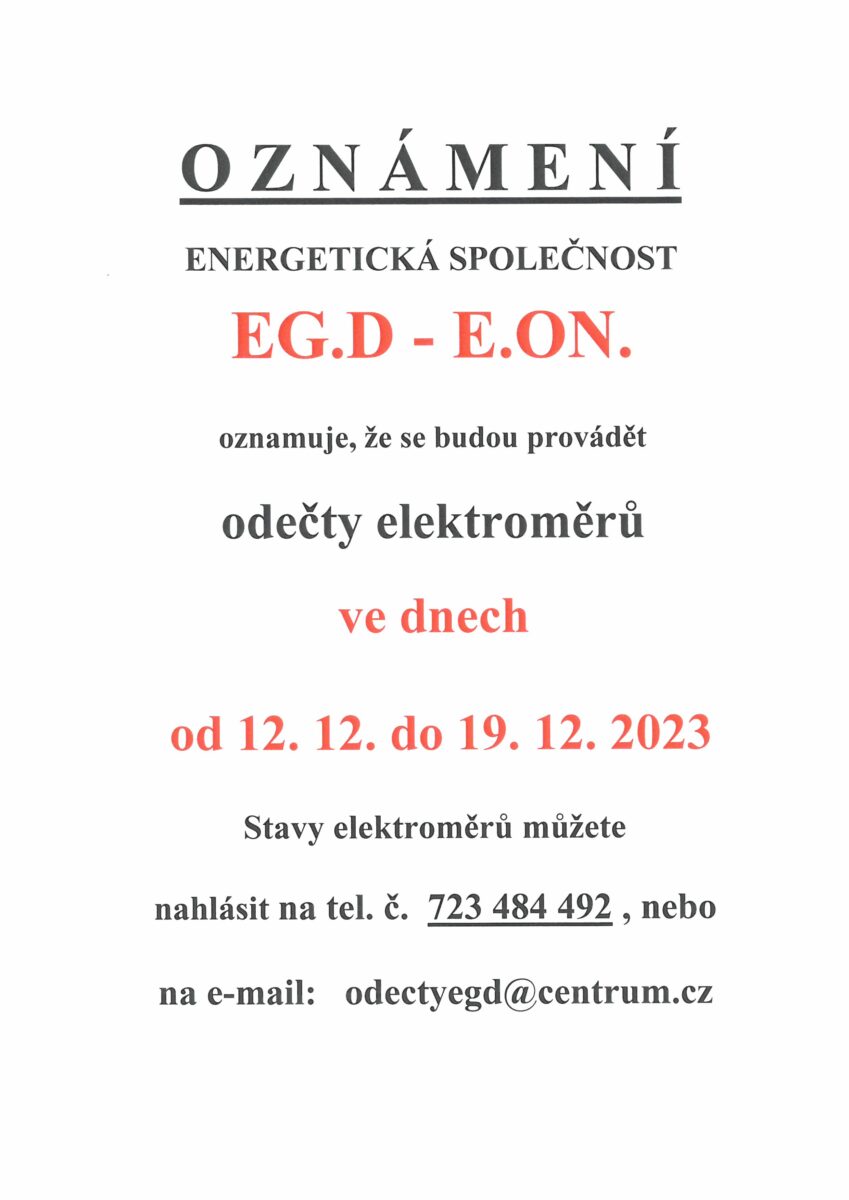 Oznámení EG.D - E.ON