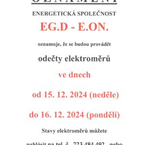 Oznámení, odečty elektroměrů